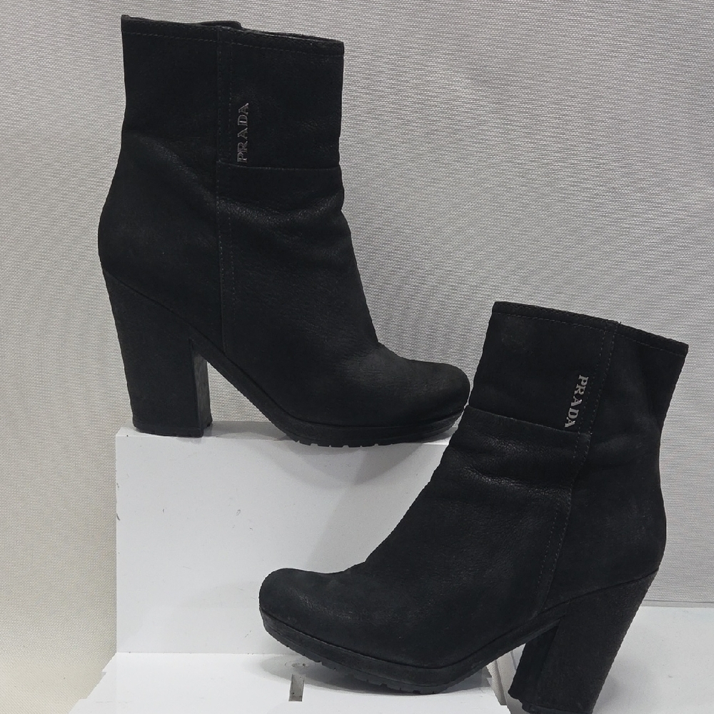 Prada Women's Elegant Black Heeled Boots